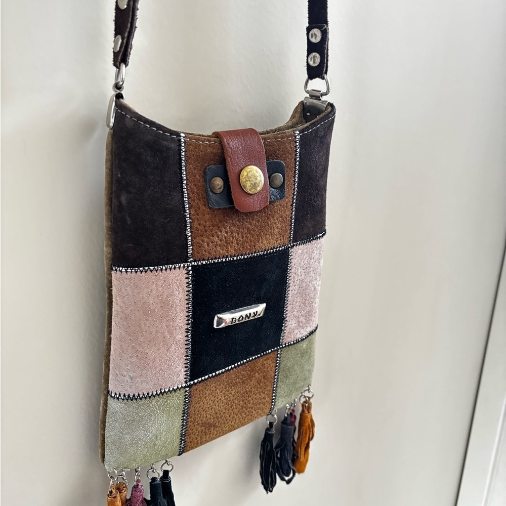 Boho Patchwork Crossbody Bag with Tassels